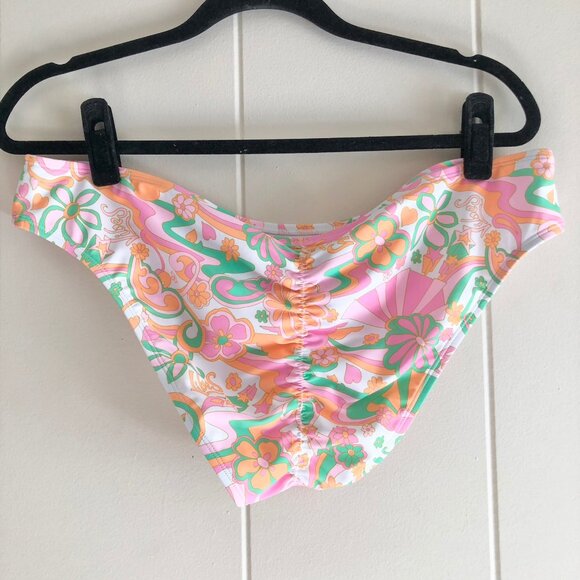 Ninety Nine Degrees 60s Floral Pattern Bikini Pink Orange Mismatch Size XL/XXL - Picture 7 of 9